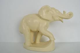 Art Deco Czechoslovakian Ceramic Elephant Figurine, 1930s | Chairish