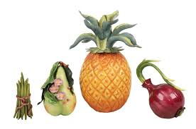 Sold at Auction: (4) Katherine Houston Trompe L'oeil Articles, each with losses and damage, including a large pineapple, 10"H, chips to leaves, multi..