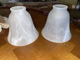 2 VINTAGE Frosted Glass Lamp Shade with White Veining 4 3/4 ...