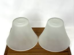 Pair 2 Glass Lamp Shades Art Deco Style White Frosted Vanity ...
