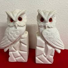 Vintage White Owl Stone Bookends Made in Italy - Etsy