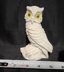 Vintage White Alabaster Horned Owl Bird Figurine Made in Italy 5" Yellow Eyes - Etsy Finland