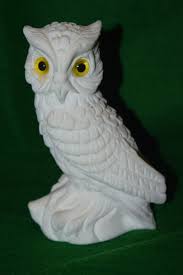 WHITE OWL w/YELLOW EYES SALT STONE/ALABASTER FIGURINE - MADE ...