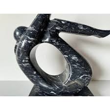 Vintage Black & White Marble Abstract Woman Sculpture | Chairish