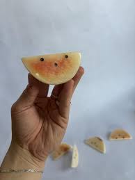 Vintage Stone Fruit Watermelon Slices- Set of 5 - Hand-painted Alabaster Fruit Collection - Etsy