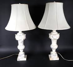 Lot - Pair of Neoclassical Style Carved Marble Lamps