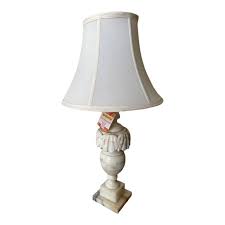 1930s Alabaster Roman Floral Motif Table Lamp | Chairish