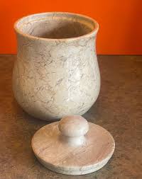 Pair of Post-Modern Marble Storage Cannisters / Containers For Sale at 1stDibs