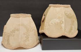 PAIR Peach Damask Clip On Lamp Shade Gimp Trim Three Graces ...