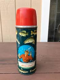 Lot 49: Vintage Aladdin Angler Thermos, Tin Litho, 1950's ...