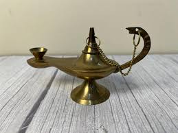 Solid Brass Aladdin Genie Oil Lamp Incense Burn Made in ...