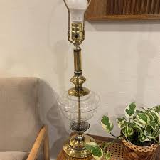 Vintage Stiffel Style Glass and Brass Table Lamp -**message ...