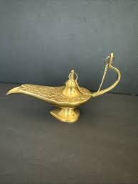Antique Brass Aladin Genie Oil Lamp Aladdin Chirag Incense ...