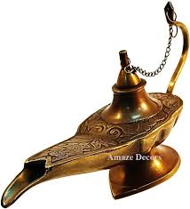 Antique Brass Aladin Genie Oil Lamp Aladdin Chirag Incense ...