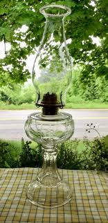 ANTIQUE BEADED & PANEL GLASS KEROSENE OIL PEDESTAL LAMP 9-1/4” | eBay