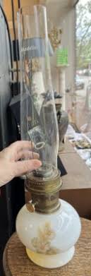 Vintage Aladdin 23 Kerosene Oil Lamp Floral Daisies Milk ...