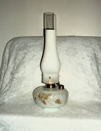 Antique Victorian Edwardian Oil Lamp Painted Milk Glass Flat ...