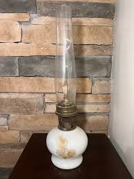 VINTAGE ALADDIN 23 Kerosene Oil Lamp Daisies & Wheat Milk ...