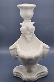 Italian White Ceramic Taper Candleholder W Bowl. 8 3/8" Tall ...