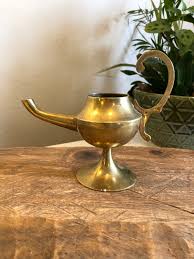 Vintage Etched Brass Pitcher: Indian Genie Lamp Style Ewer ...