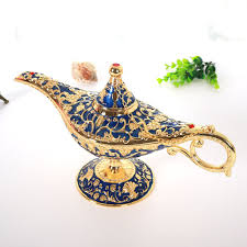 Large Dark Blue Vintage Aladdin Magic Genie Lamp - Metal ...