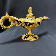 Unique Gift Aladdin Lamp Golden Decorated Ornately Embossed ...