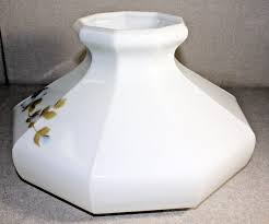 Vintage nonagon 9-sided glass lamp shade, flowered, for 10 ...