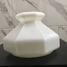 Vintage Milk Glass Octogonal Light Shade 6-3/4" Fitter | eBay