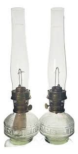 Aladdin Model 23 Glass & Brass Oil Lamps – Pair With Original Chimneys | Chairish