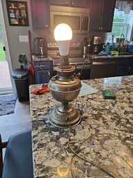 vintage silver tone oil lamp "Made in USA" converted to ...