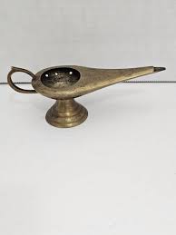 Vintage Brass Aladdin Genie Lamp Ornate Engraved Incense ...