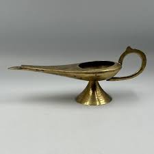 Vintage Ornate Brass Arabic Aladdin Genie Oil Lamp Incense ...