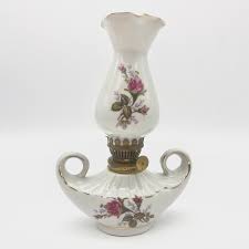 Vintage 1960s Pink Rose Floral Decor Oil Lamp and Vase ...