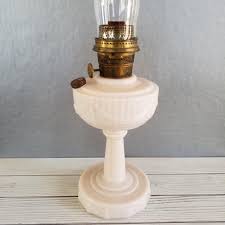 Aladdin Oil Lamp Ivory Glass Alacite Drape Uranium Glass ...