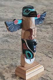 Tlingit Tribe Totem Alaska Folk Art Handmade Marked Eagle ...
