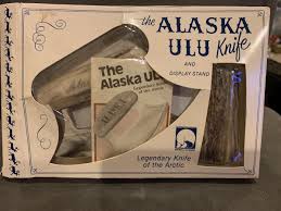 NEW IN BOX Alaska ULU & Butcher Knife - Bone Handle & Stand ...