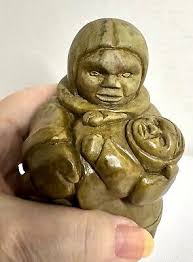 Vtg Alaskan Inuit Soapstone Carving Of Native American Mother and Child 1970s | eBay