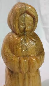 Folk Rustic Handmade Hand Caved Painted Wooden Woman in Coat Figurine Folk Art | eBay