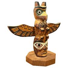 Alaskan Black Diamond Hand Carved Wood Totem Pole by Vic ...