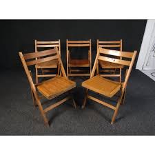 Set of Five Vintage Slat Chairs | Chairish
