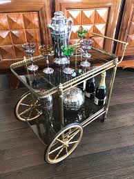French Mid Century Gilt Brass Rolling Bar Cart - Artedeco - Online Antiques