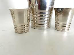 French Art Deco Cocktail Shaker and 6 Matching Tumblers ...