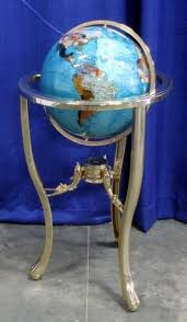 Alexander Kalifano 13" Bahama Blue Gemstone Globe on Antique ...