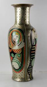 Sold at Auction: Ceramic Incised and Paint-decorated Floor Vase