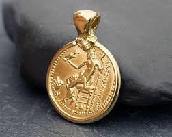 Alexander the Great Gold Coin Pendant, Alexander the Great Pendant With Bail, 24K Gold Plated Replica Coin, Made in Greece, 35mm - Etsy Australia