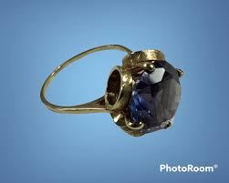 VINTAGE ALEXANDRITE ROUND GEMSTONE US-7 10K YELLOW GOLD ...