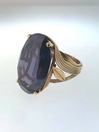 VINTAGE 14K ROZE OLD LARGE SHAPED AMETHYST RING ~12 GRAMS | eBay