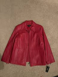 Style & Co. Red Leather Jacket, 2 Lighter Circles as Noted ...