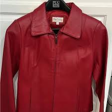 Oleg Cassini | Jackets & Coats | Oleg Cassini Red Leather ...