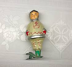 Vintage glass Christmas tree Ornament Eskimo - USSR soviet ...